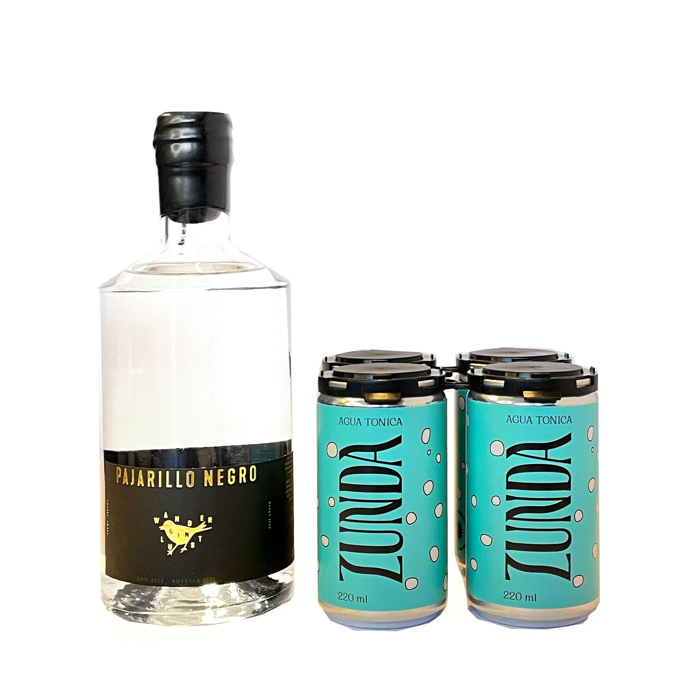 Set Gin Pajarillo Negro 700cc + 4-pack Tónica ZUNDA